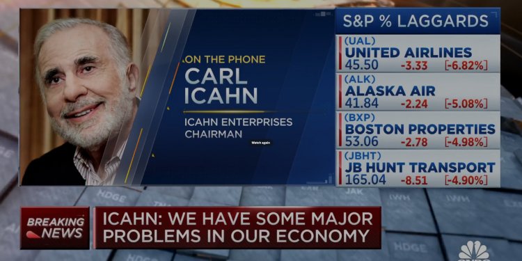 ‘Net worth of median household is basically nothing,’ says
Carl Icahn. ‘We have some major problems in our economy.’
