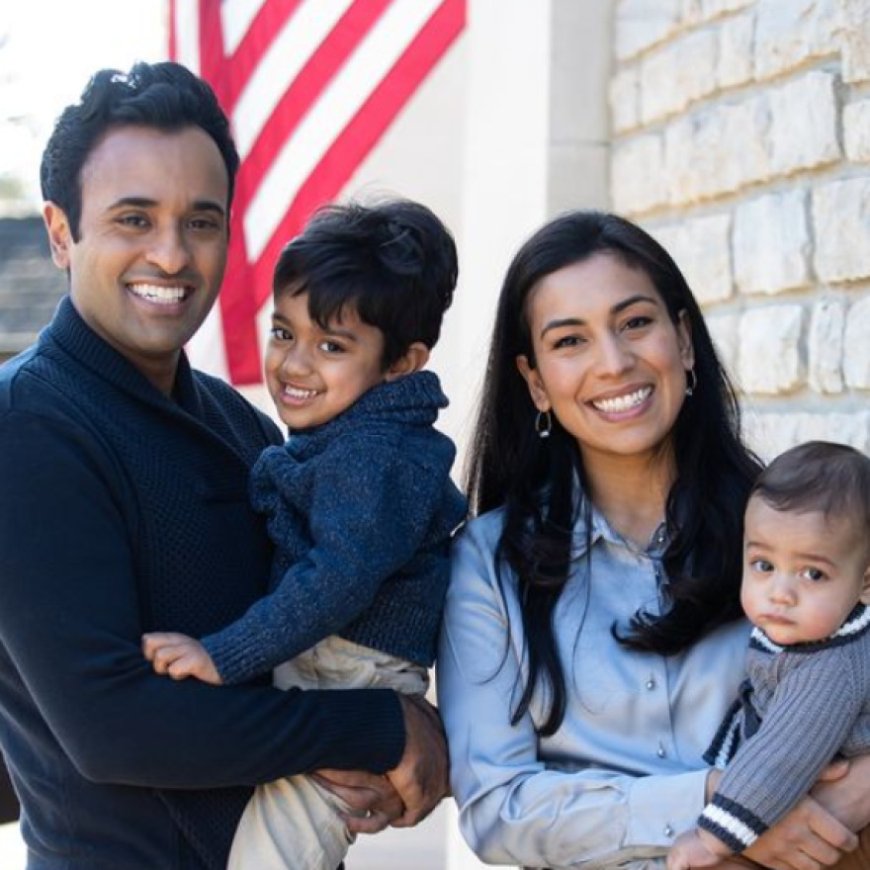 Entrepreneur and Republican presidential candidate Vivek Ramaswamy with his family