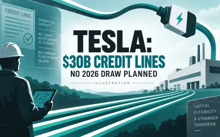 Tesla secures $30B in new credit lines; says it does not plan to draw in 2026